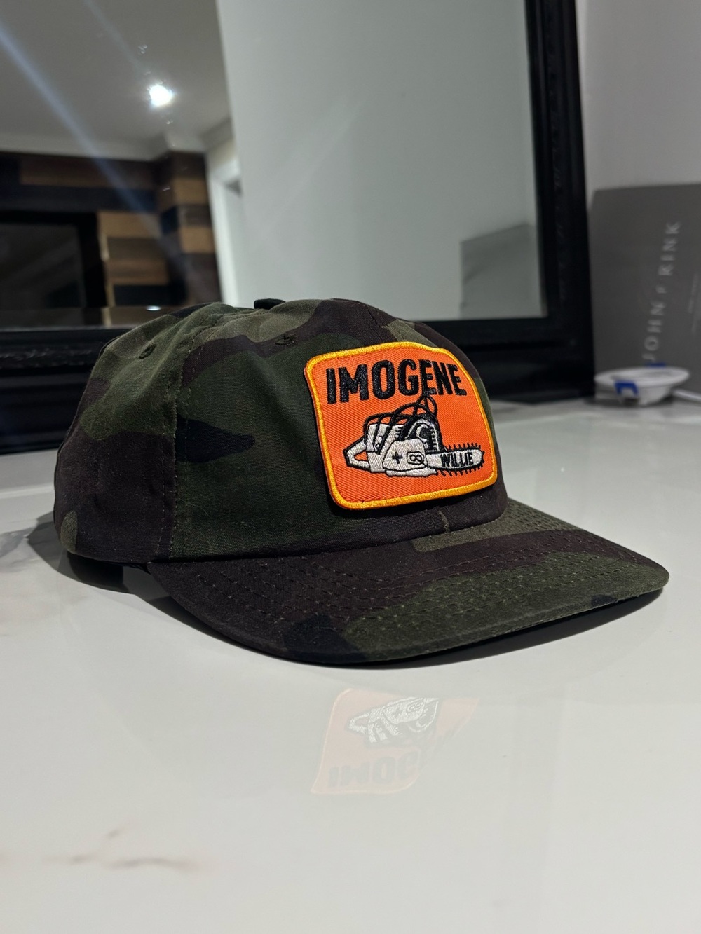 Imogen & Willie Wax Canvas Camo chainsaw snapback